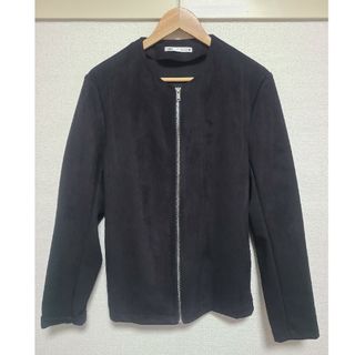 ザラ(ZARA)の【美品】ZARA ブラック ノーカラージャケット　サイズS(ノーカラージャケット)