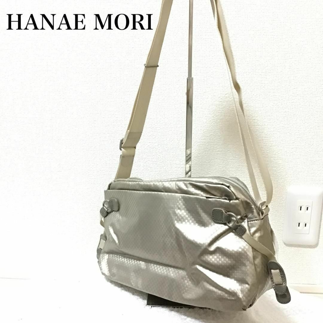 HANAE MORI(ハナエモリ)の美品✨HANAE MORI ハナエモリショルダーバッグハンドバッグシルバー レディースのバッグ(ショルダーバッグ)の商品写真