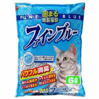 常陸化工 固まる紙製猫砂 ファインブルー スモール (ケース販売) 6L×7袋(猫)