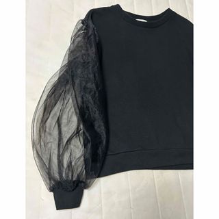 エイチアンドエム(H&M)の美品☆ H&M スウェットボリュームスリーブ トップス 黒(トレーナー/スウェット)