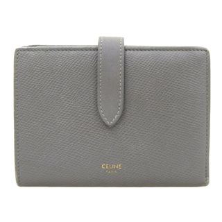 セリーヌ(celine)の【中古】Celine セリーヌ レザー ミディアム ストラップウォレット 二つ折り 財布 - グレー gy(その他)