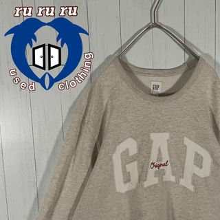 ギャップ(GAP)の[古着]GAP　トレーナー　刺繍デザイン　デカロゴ　シンプル　太アーム　ホワイト(スウェット)