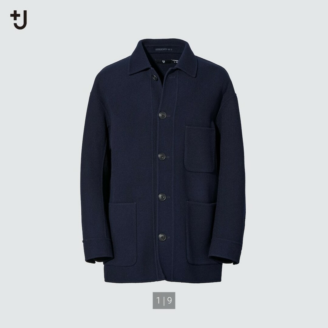 UNIQLO(ユニクロ)の美品 +J ウールブレンドオーバーサイズシャツジャケット ネイビー XLサイズ メンズのジャケット/アウター(その他)の商品写真