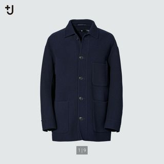 ユニクロ(UNIQLO)の美品 +J ウールブレンドオーバーサイズシャツジャケット ネイビー XLサイズ(その他)