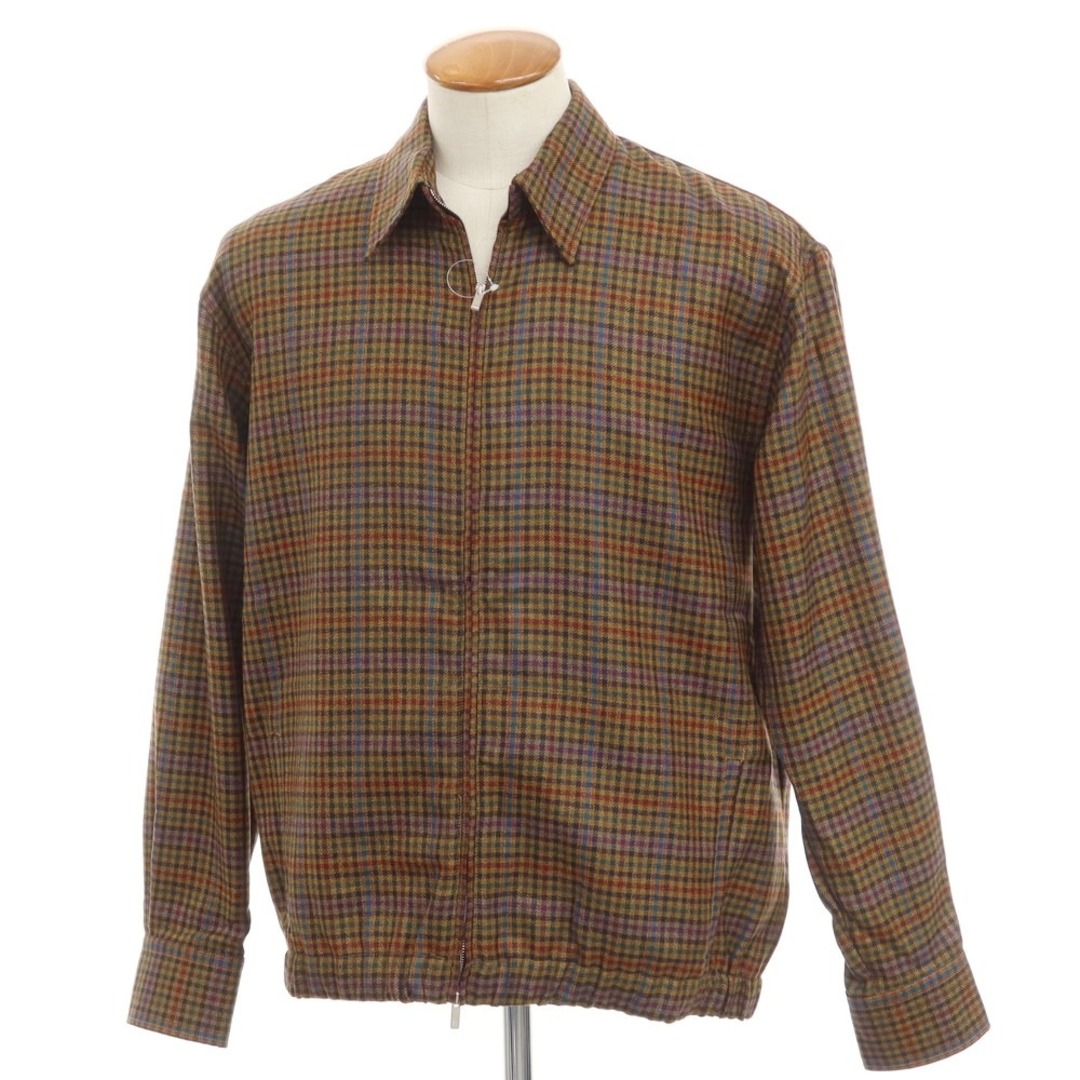 【新品】ピーティートリノ PT TORINO ウール チェック ジップアップ スイングトップ ブルゾン オーカー系xマルチカラー【サイズ40】【メンズ】