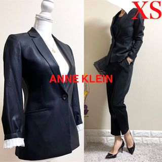 アンクライン(ANNE KLEIN)の極美品！ANNE KLEIN アンクライン　ジャケット　通年　艶感　黒　5 XS(テーラードジャケット)