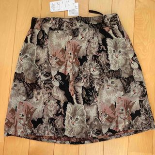 【値下げ】radarista  猫  スカート タグ付き 未使用 猫柄 ゴブラン(ひざ丈スカート)