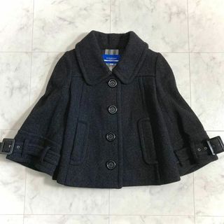 バーバリーブルーレーベル(BURBERRY BLUE LABEL)のバーバリーブルーレーベル ショートコート チェック ツイル ポンチョ Pコート(ピーコート)