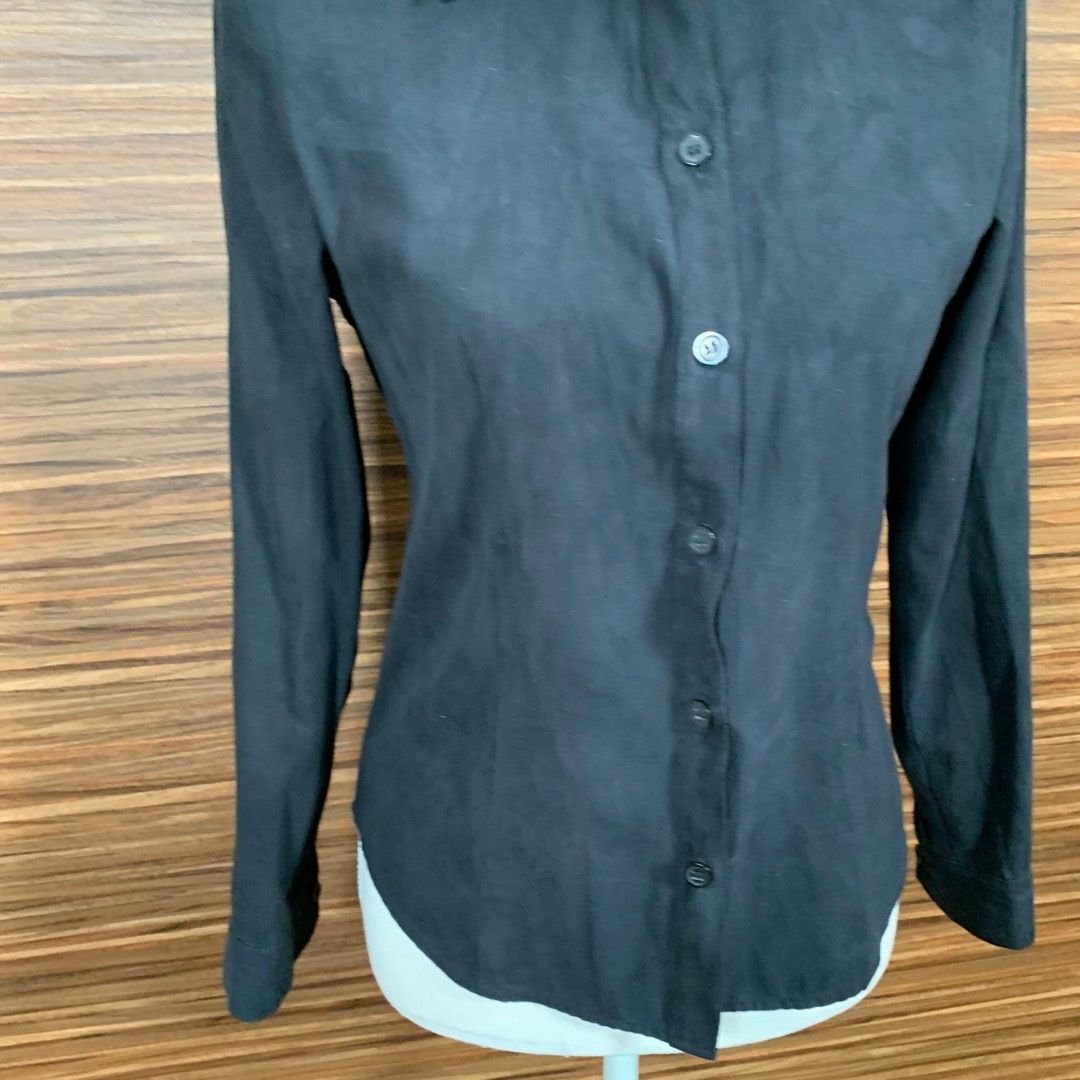 ポゼッタ シャツ Mサイズ 黒 ブラック レディース 長袖 無地 レディースのトップス(シャツ/ブラウス(長袖/七分))の商品写真