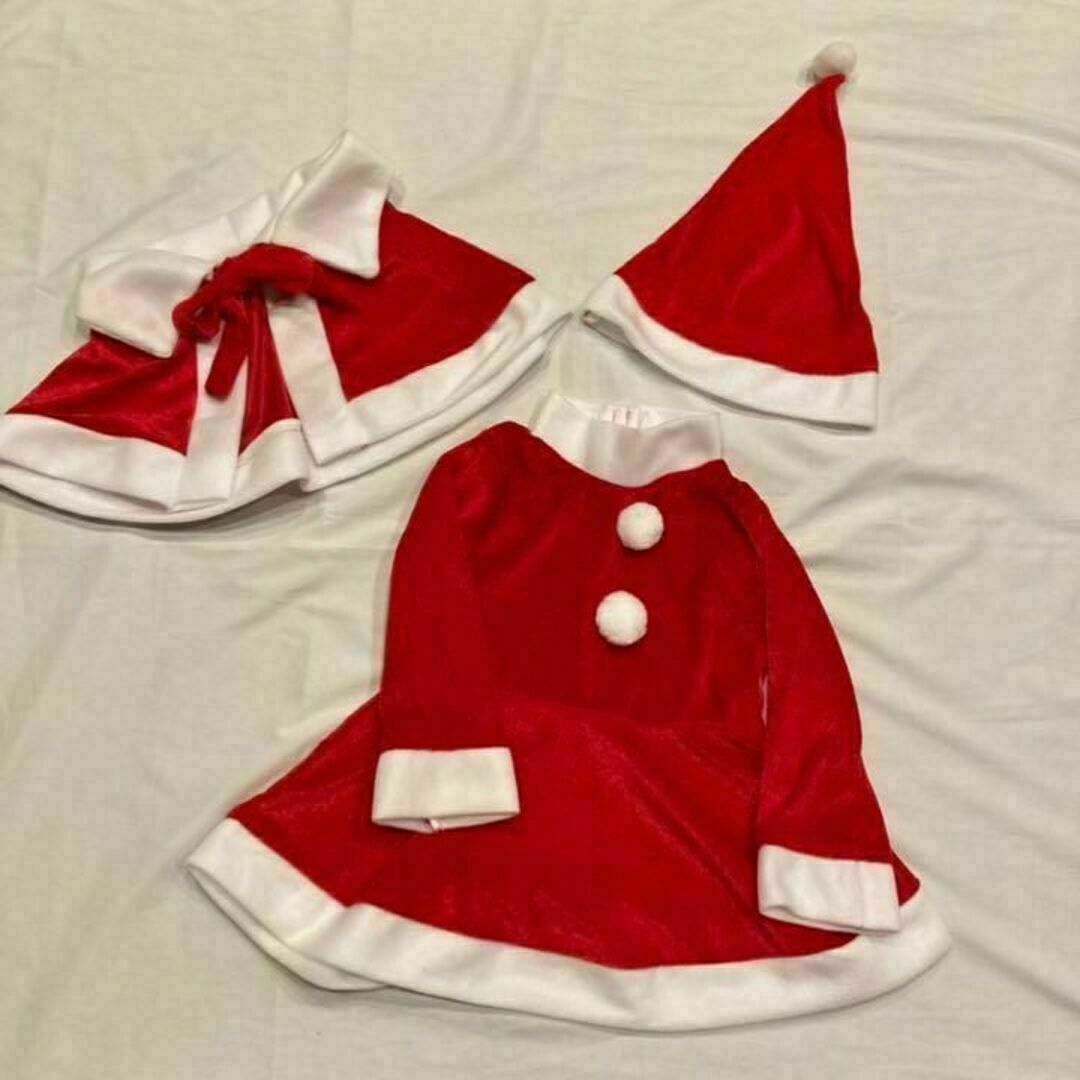 クリスマスワンピース　100cm サンタクロース　コスプレ　コスチューム　子供用 キッズ/ベビー/マタニティのキッズ服女の子用(90cm~)(ワンピース)の商品写真