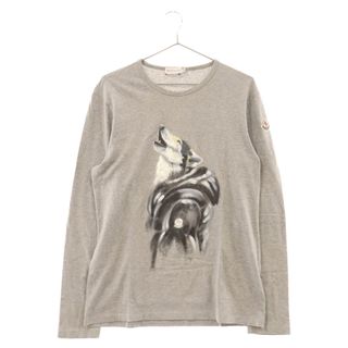 モンクレール(MONCLER)のMONCLER モンクレール MAGLIA T-SHIRT 32091800305082565 ウルフプリントロングスリーブ長袖Tシャツ ブラック(Tシャツ/カットソー(七分/長袖))