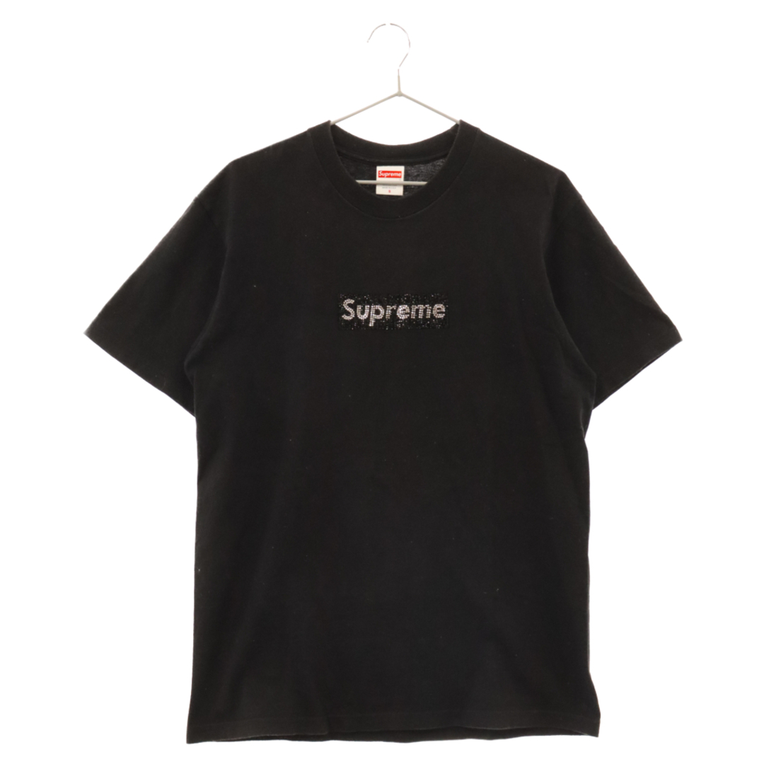SUPREME シュプリーム 19SS×Swarovski Box Logo Tee スワロフスキー ボックスロゴ クルーネック 半袖Tシャツ カットソー ブラック49センチ肩幅