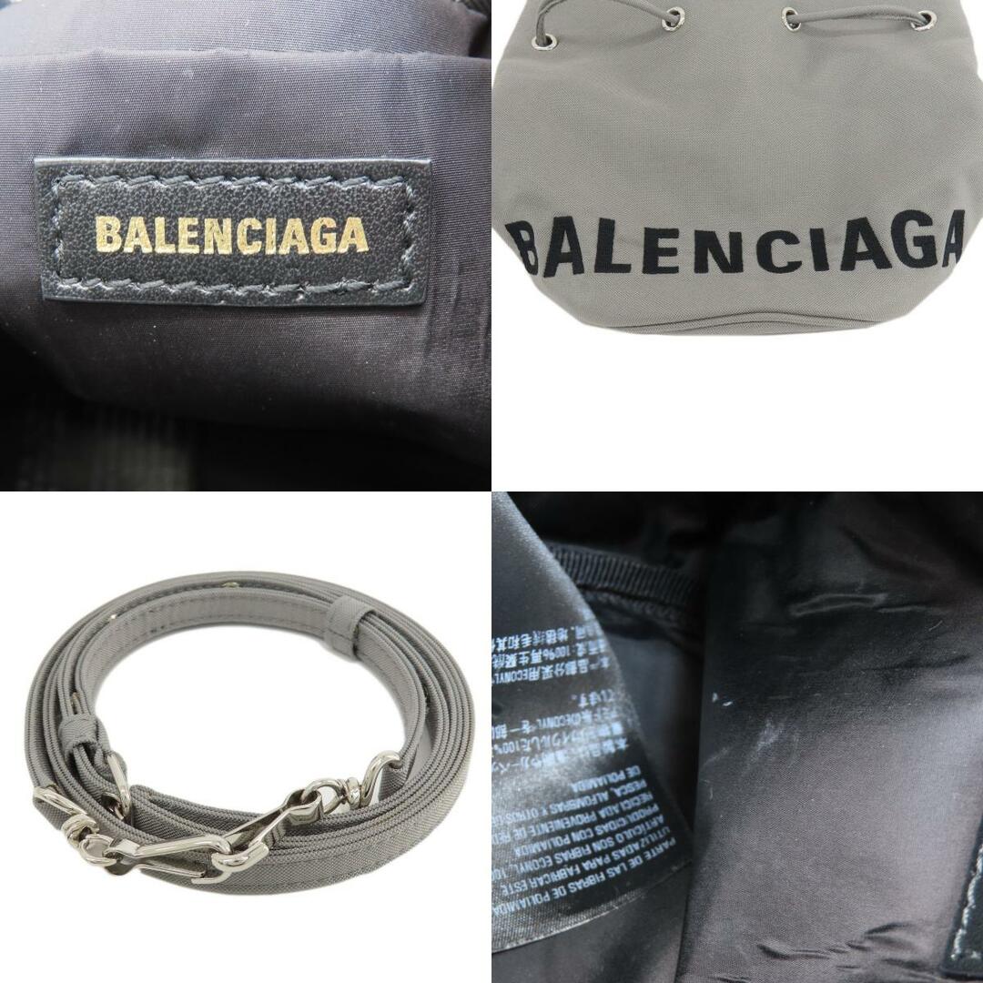 グレーグレー系BALENCIAGA 619458 ドローストリングバケット 2WAY ハンドバッグ ナイロン レディース