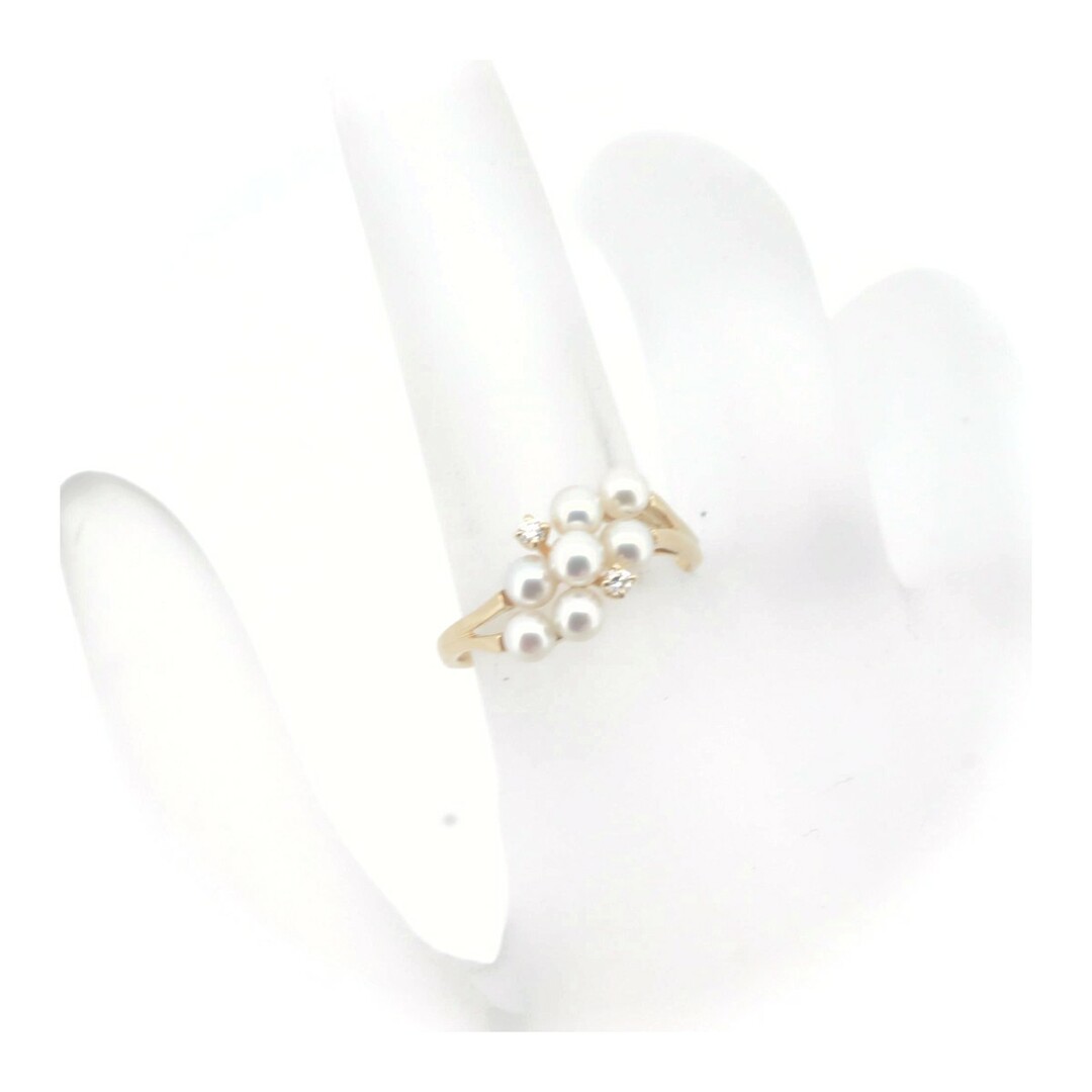 MIKIMOTO(ミキモト)の目立った傷や汚れなし ミキモト パール ダイヤモンド リング 指輪 11号 K18YG(18金 イエローゴールド) レディースのアクセサリー(リング(指輪))の商品写真