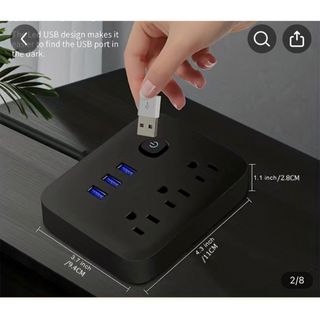 電源ストリップサージプロテクター　コンセント　USB(その他)