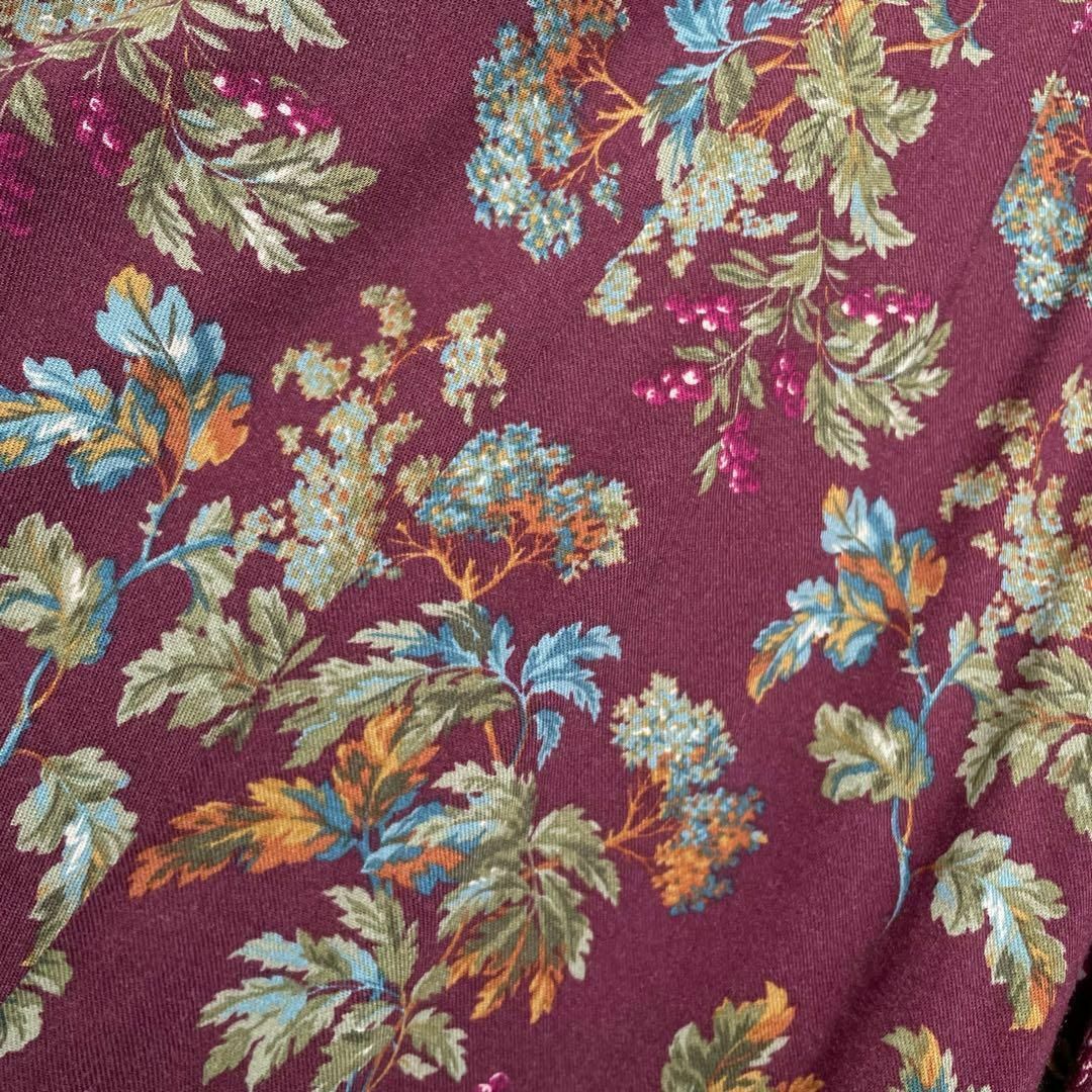 LAURA ASHLEY(ローラアシュレイ)のローラアシュレイ　ボタニカル柄　総柄　レーヨン　ウエストゴム　フレアスカート　9 レディースのスカート(ひざ丈スカート)の商品写真