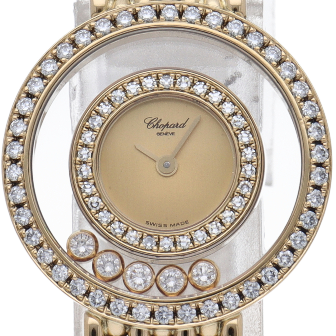 Chopard(ショパール)のショパール ハッピー ダイヤモンド ウォッチ ダイヤベゼル 5個ダイヤ メーカーOH済(保証期間中) Happy Diamond 20/5691 箱 保証書 修理書 K18YG レディース時計 シャンパンカラー 仕上げ済 美品 【中古】 レディースのファッション小物(腕時計)の商品写真