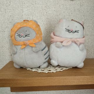 でぶねこ　ほっかむりミニぬいぐるみ　2個セット(ぬいぐるみ)