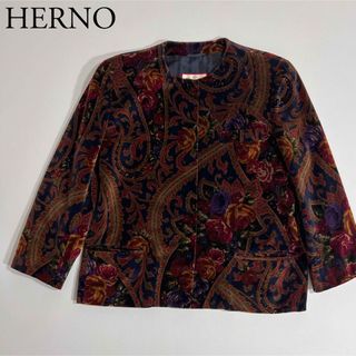 HERNO - 【未使用】HERNO ノーカラージャケット ジップブルゾン