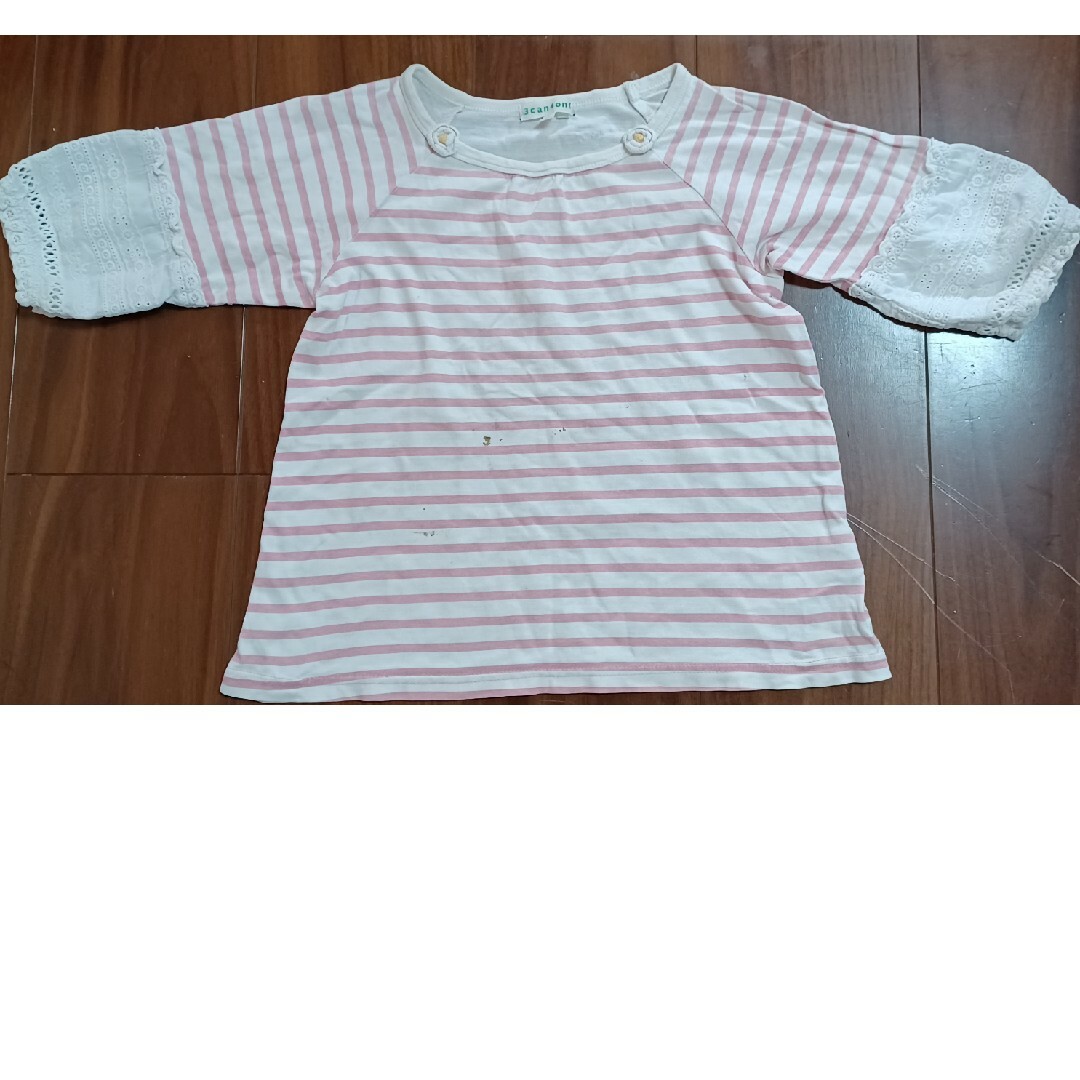 3can4on(サンカンシオン)のボーダー×レース長袖110 キッズ/ベビー/マタニティのキッズ服女の子用(90cm~)(Tシャツ/カットソー)の商品写真