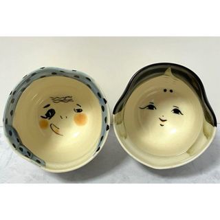 おかめ   ひょっとこ   夫婦湯呑み   百福　新品(食器)