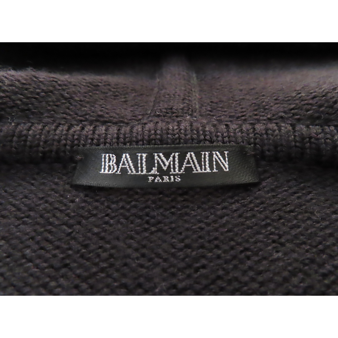 BALMAIN(バルマン)のT12 美品 BALMAIN バルマン ボーダー ジップアップ ウール パーカー S ブラック メンズのトップス(パーカー)の商品写真