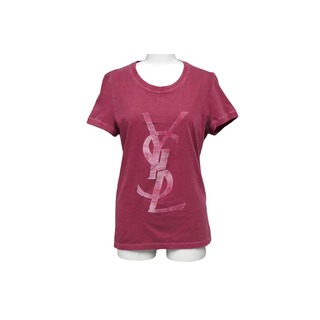 サンローラン(Saint Laurent)のYVES SAINT LAURENT イヴサンローラン YSL 半袖Ｔシャツ ロゴＴシャツ ピンク系 コットン 美品 中古 58111(Tシャツ(半袖/袖なし))