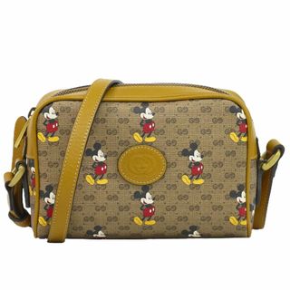 グッチ(Gucci)の本物 グッチ GUCCI ディズニー Disney コラボ GGスプリーム ショルダーバッグ ポシェット ブラウン 602536 バッグ 中古(ショルダーバッグ)