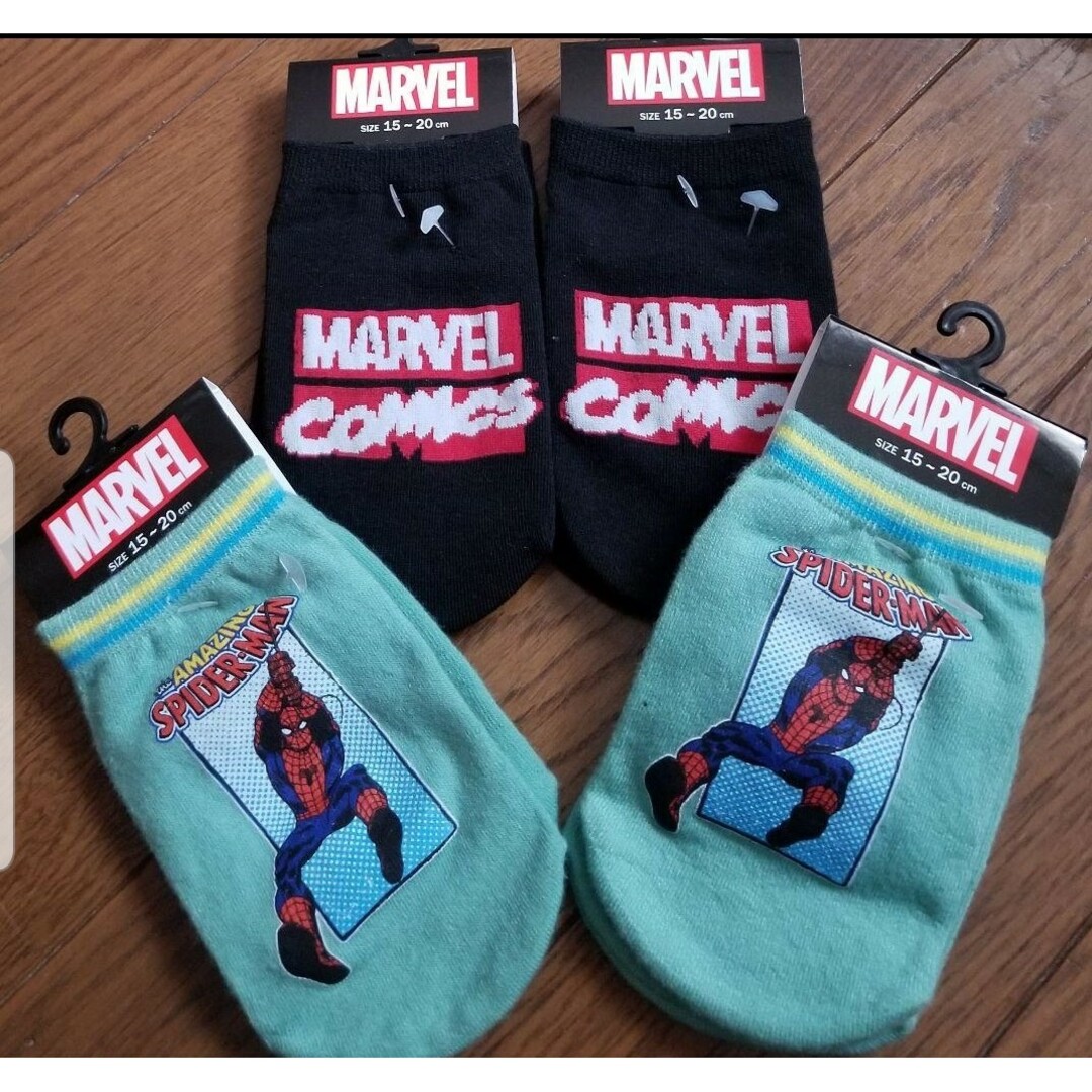 MARVEL(マーベル)のMARVELマーベル　スパイダーマン　15-20cm　ソックス　靴下　４足セット キッズ/ベビー/マタニティのこども用ファッション小物(靴下/タイツ)の商品写真