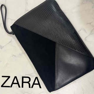 ザラ(ZARA)のZARA クラッチバッグ 黒 ハンドバック レザーバック レディース(ハンドバッグ)