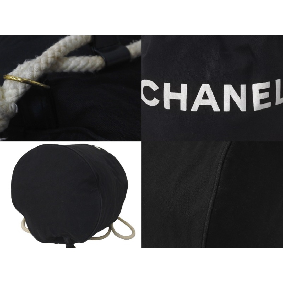 CHANEL シャネル 巾着バッグ キャンバス ビニール ブラック ホワイト ノベルティ 良品  58054備考