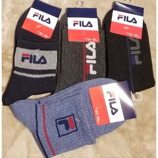 フィラ(FILA)のFILA　フィラ　23-25cm　ロゴ入　ソックス　靴下　４足セット　新品(ソックス)