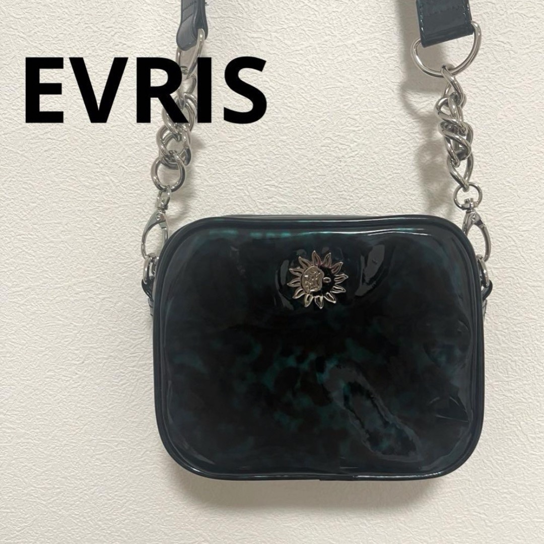 EVRIS(エヴリス)の【EVRIS】ショルダーバック グリーン ミニバック スクエアバック べっ甲柄 レディースのバッグ(ショルダーバッグ)の商品写真