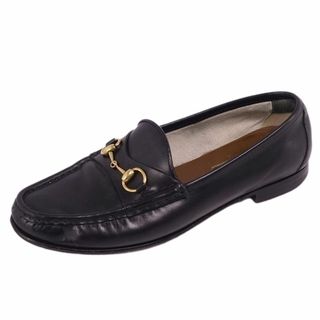 グッチ(Gucci)のグッチ GUCCI ローファー モカシン ホースビット カーフレザー シューズ レディース 37(24cm相当) ブラック(ローファー/革靴)