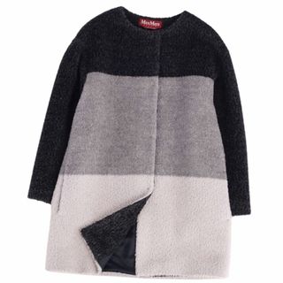 マックスマーラ(Max Mara)の美品 マックスマーラ Max Mara コート ノーカラー アルパカ ウール アウター レディース イタリア製 JI40 USA6 GB8(M相当) ブラック/グレー(その他)