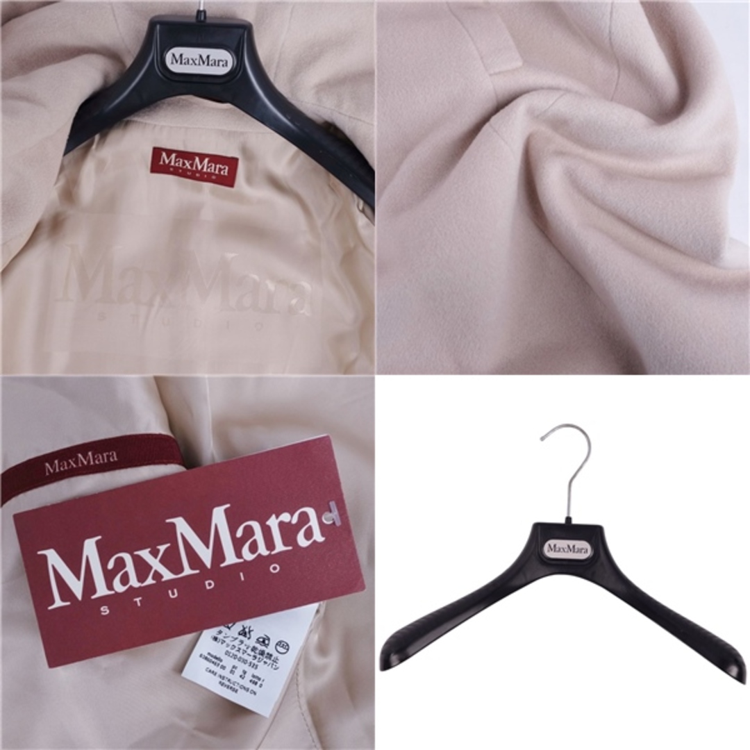 Max Mara(マックスマーラ)の極美品 マックスマーラ Max Mara STUDIO コート フード付き フォックスファー ウール シルク アンゴラ アウター レディース JI42 USA8 FB40 GB10(L相当) ピンクベージュ レディースのジャケット/アウター(その他)の商品写真