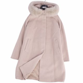 マックスマーラ(Max Mara)の極美品 マックスマーラ Max Mara STUDIO コート フード付き フォックスファー ウール シルク アンゴラ アウター レディース JI42 USA8 FB40 GB10(L相当) ピンクベージュ(その他)