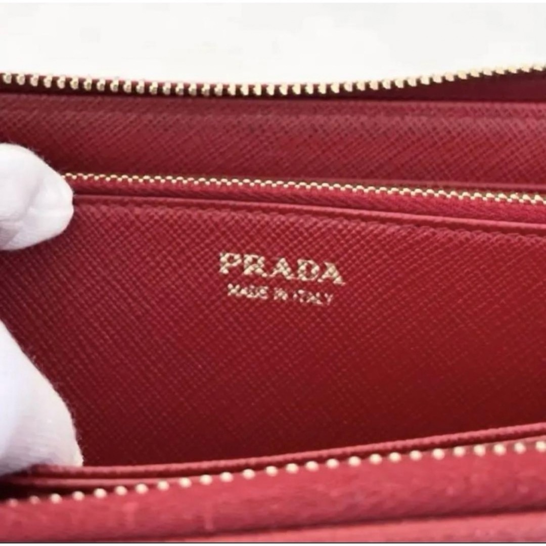 PRADA(プラダ)の美品✨PRADA 長財布 サフィアーノ トライアングル ロゴプレート 深紅 箱付 レディースのファッション小物(財布)の商品写真