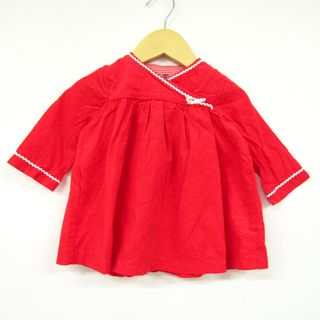 プチバトー(PETIT BATEAU)のプチバトー 長袖Tシャツ カシュクール 未使用品 ベビー 女の子用 6m 67cmサイズ レッド PETIT BATEAU(Ｔシャツ)