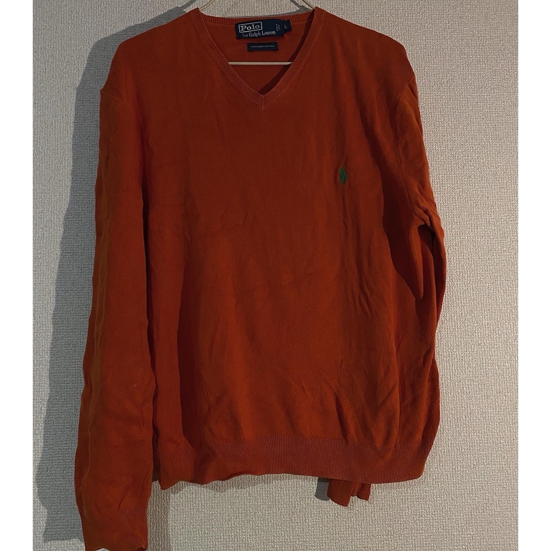 POLO RALPH LAUREN(ポロラルフローレン)のpolo ラルフローレン　ニット　オレンジ　古着 レディースのトップス(ニット/セーター)の商品写真