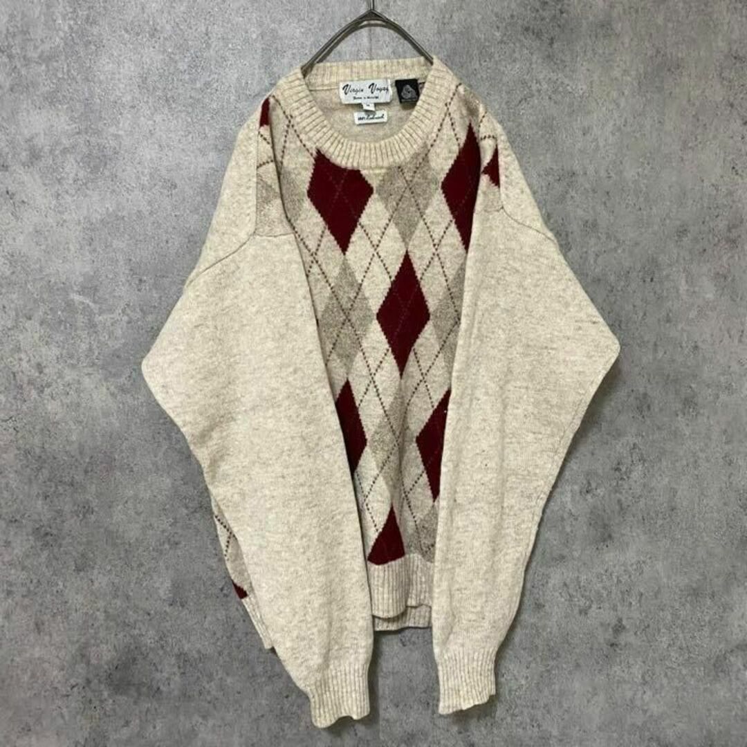VINTAGE - 90s vintage 柄ニット アーガイル ウール メンズ M 古着 Y5