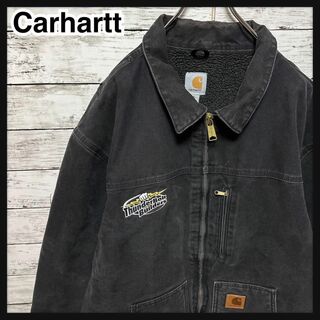 【やれ感抜群】 企業刺繍ロゴ carhartt ボアジャケット サイズXLデトロイトジャケット