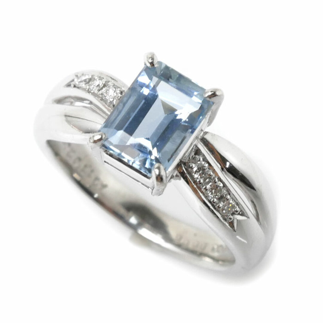 POLA ポーラ Pt900プラチナ リング・指輪 アクアマリン1.10ct ダイヤモンド0.06ct 13.5号 8.0g レディース約28mm下部厚み