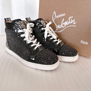 スニーカー型ハイカットLouboutin ルブタン　スワロフスキー　ハイカットスニーカー　23.5㎝