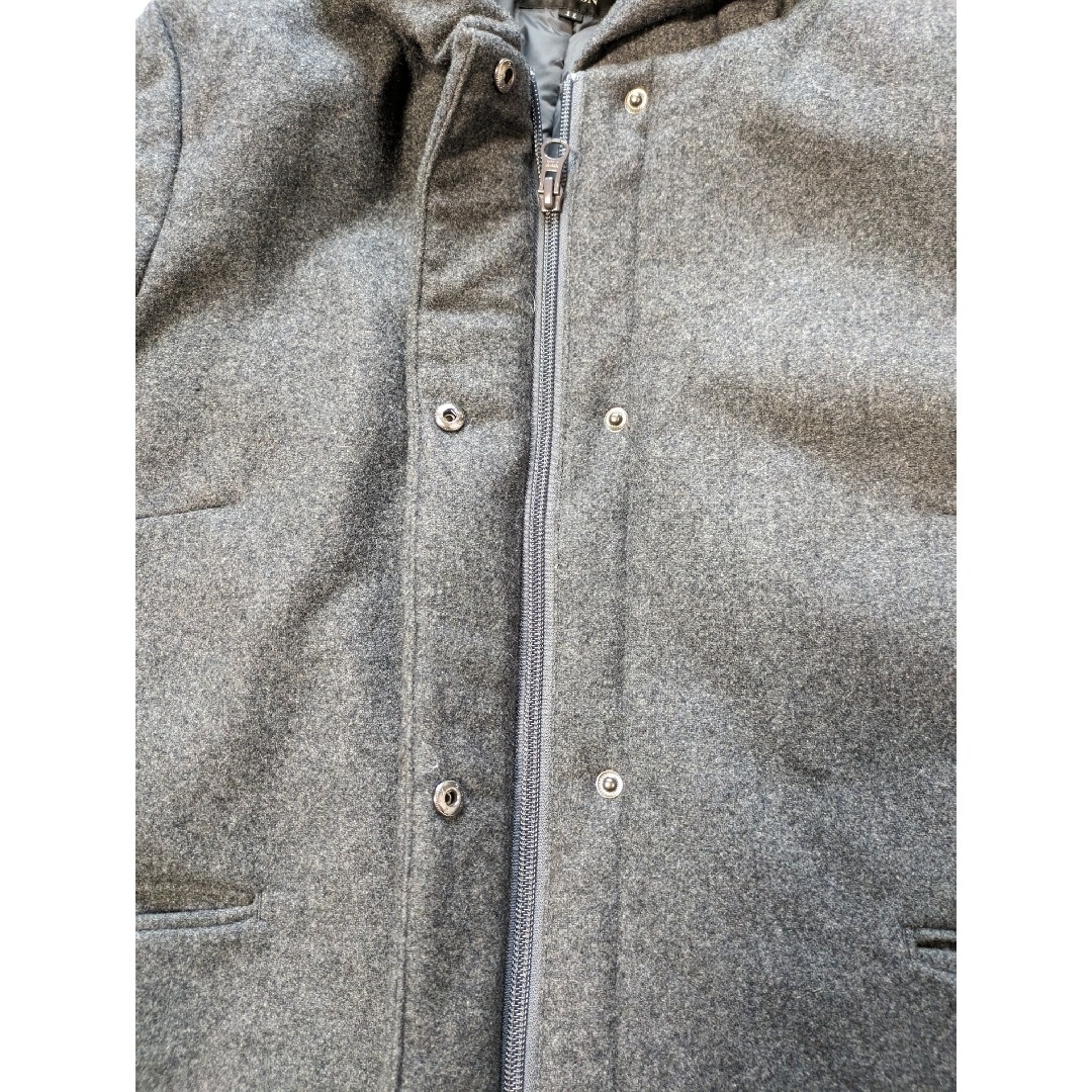 ダウン混合ウールフード付きロングコートLサイズグレー レディースのジャケット/アウター(ロングコート)の商品写真