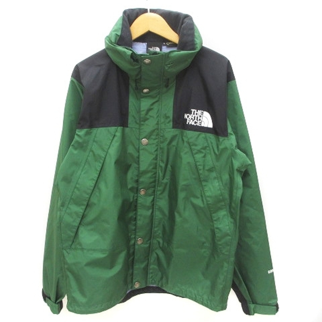 ザノースフェイス マウンテンレインテックスジャケット XL ロゴ 緑 黒 M