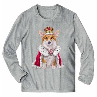 ウェルシュ コーギー 犬 王様 キング 王子様 王冠 長袖 Tシャツ メンズ(Tシャツ/カットソー(七分/長袖))