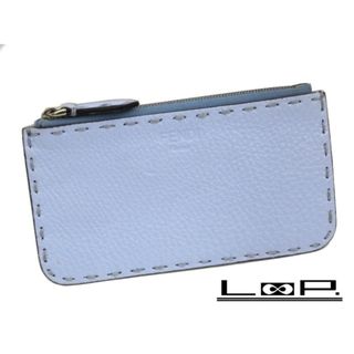 フェンディ(FENDI)の■美品■　フェンディ カード コイン ケース セレリア レザー ブルー グレージュ 8M0388 【62209】(コインケース)