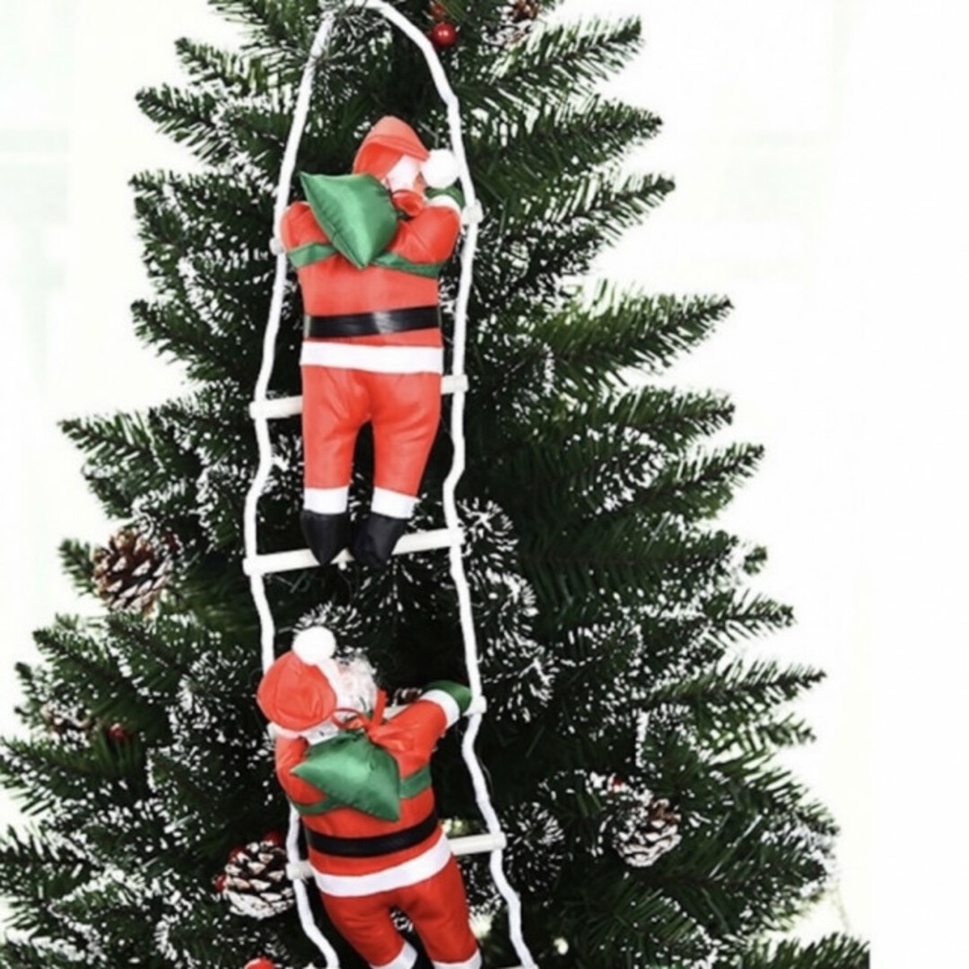 クリスマス オーナメント 装飾品 はしご サンタクロース 1人 インテリア 人気 インテリア/住まい/日用品のインテリア小物(ウェルカムボード)の商品写真