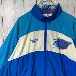 Reebok ナイロンジャケット 90s 左右非対称 マルチカラー ビッグサイズビッグシルエット